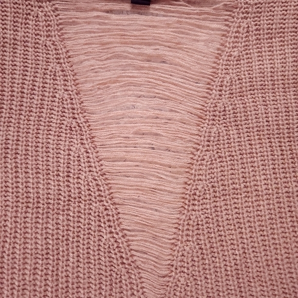 Dusty Pink Open Front Boho Artsy Loose Knit Cardigan Sweater Plus Size 3X - Picture 4 of 4